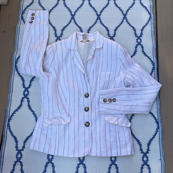 100% linen striped jacket size medium - Picture 6 of 8